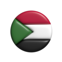 Sudão circular bandeira forma. 3d render png