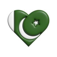 Pakistán corazón bandera forma. 3d hacer png