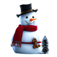 invierno Navidad monigote de nieve bufanda sombrero blanco transparente png