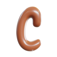 Chocolate alphabet font. 3d render png