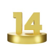 número 14 en el dorado podio png