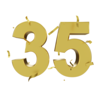 gold 35 number with confetti png