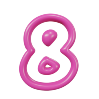 number 8 color glossy outline png