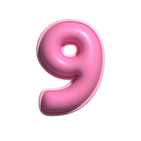 numero 9 rosa alfabeto lucido png