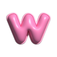 Letter w pink alphabet glossy png