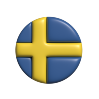 Sweden circular flag shape. 3d render png