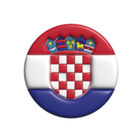 Croatia circular flag shape. 3d render png