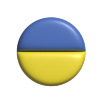 Ucrânia circular bandeira forma. 3d render png