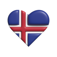 Islandia corazón bandera forma. 3d hacer png