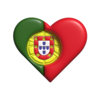 Portugal coração flá forma. 3d render png