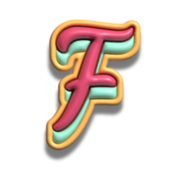 Letter F glossy 3d font png