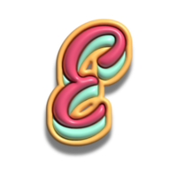 Letter E glossy 3d font png