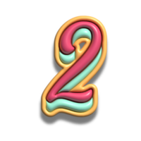 numero 2 lucido 3d font png