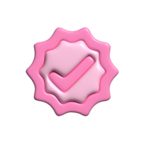 Checklist badge icon pink. 3d render png