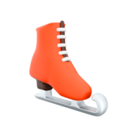 3d rendering red ice skates icon. 3d render Narrow steel skids attached to ice skating shoes icon. png