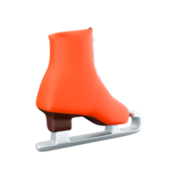 3d rendering red ice skates icon. 3d render Narrow steel skids attached to ice skating shoes icon. png