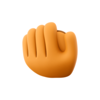 3d rendering of an orange baseball glove with a white ball inside icon. 3d render catching the ball successfully with a baseball glove icon. png