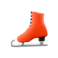 3d rendering red ice skates icon. 3d render Narrow steel skids attached to ice skating shoes icon. png