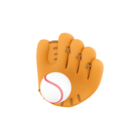 3d rendering of an orange baseball glove with a white ball inside icon. 3d render catching the ball successfully with a baseball glove icon. png