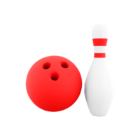 3d rendering bowling ball and skittles icon. 3d render bowl sport that evolved from the game of skittles icon. png