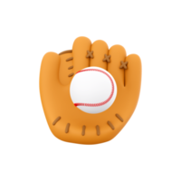 3d interpretazione di un arancia baseball guanto con un' bianca palla dentro icona. 3d rendere attraente il palla con successo con un' baseball guanto icona. png