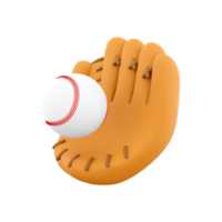 3d rendering of an orange baseball glove with a white ball inside icon. 3d render catching the ball successfully with a baseball glove icon. png