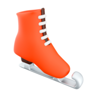 3d rendering red ice skates icon. 3d render Narrow steel skids attached to ice skating shoes icon. png