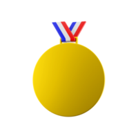 3d rendering first place gold medal icon. 3d render one of the types of medals used as an award icon. Gold medal. png