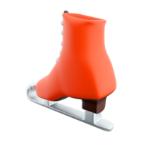 3d rendering red ice skates icon. 3d render Narrow steel skids attached to ice skating shoes icon. png