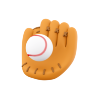 3d rendering of an orange baseball glove with a white ball inside icon. 3d render catching the ball successfully with a baseball glove icon. png