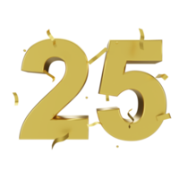 gold 25 number with confetti png