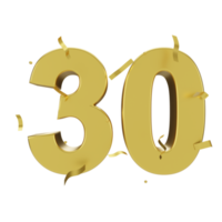 gold 30 number with confetti png