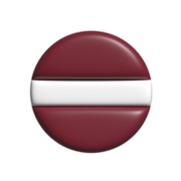 Latvia circular flag shape. 3d render png
