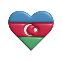 azerbaijan heart flag shape. 3d render png
