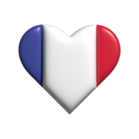 Francia corazón bandera forma. 3d hacer png