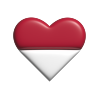 Mónaco corazón bandera forma. 3d hacer png