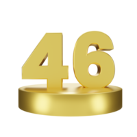 número 46 en el dorado podio png