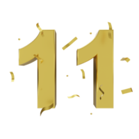 gold 11 number with confetti png