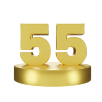 número 55 em a dourado pódio png