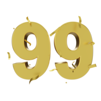 gold 99 number with confetti png