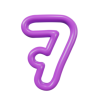 number 7 color glossy outline png