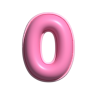 number 0 pink alphabet glossy png