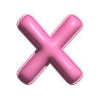 Letter X pink alphabet glossy png