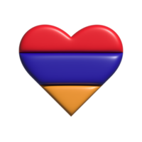 Armenia heart flag shape. 3d render png