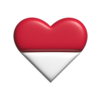 Indonesia heart flag shape. 3d render png