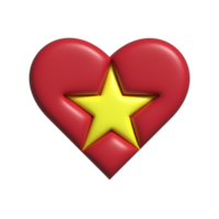 vietnam hjärta flagga form. 3d framställa png