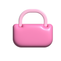 Bag icon pink. 3d render png