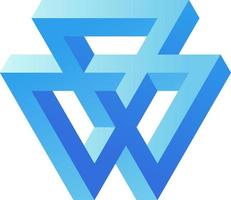 3d óptico espejismo de imposible forma. 3d triángulo de bloques vector ilustración de azul triangulos logo. 3d espejismo de geométrico para logo, diseño o Arte. perspectiva espejismo forma ilustración