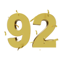 gold 92 number with confetti png