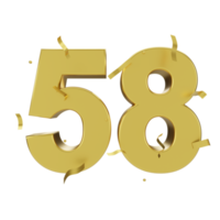 gold 58 number with confetti png